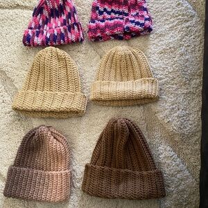SOLD Stylish Women's Knit Beanie Set - Pink, Tan, Brown